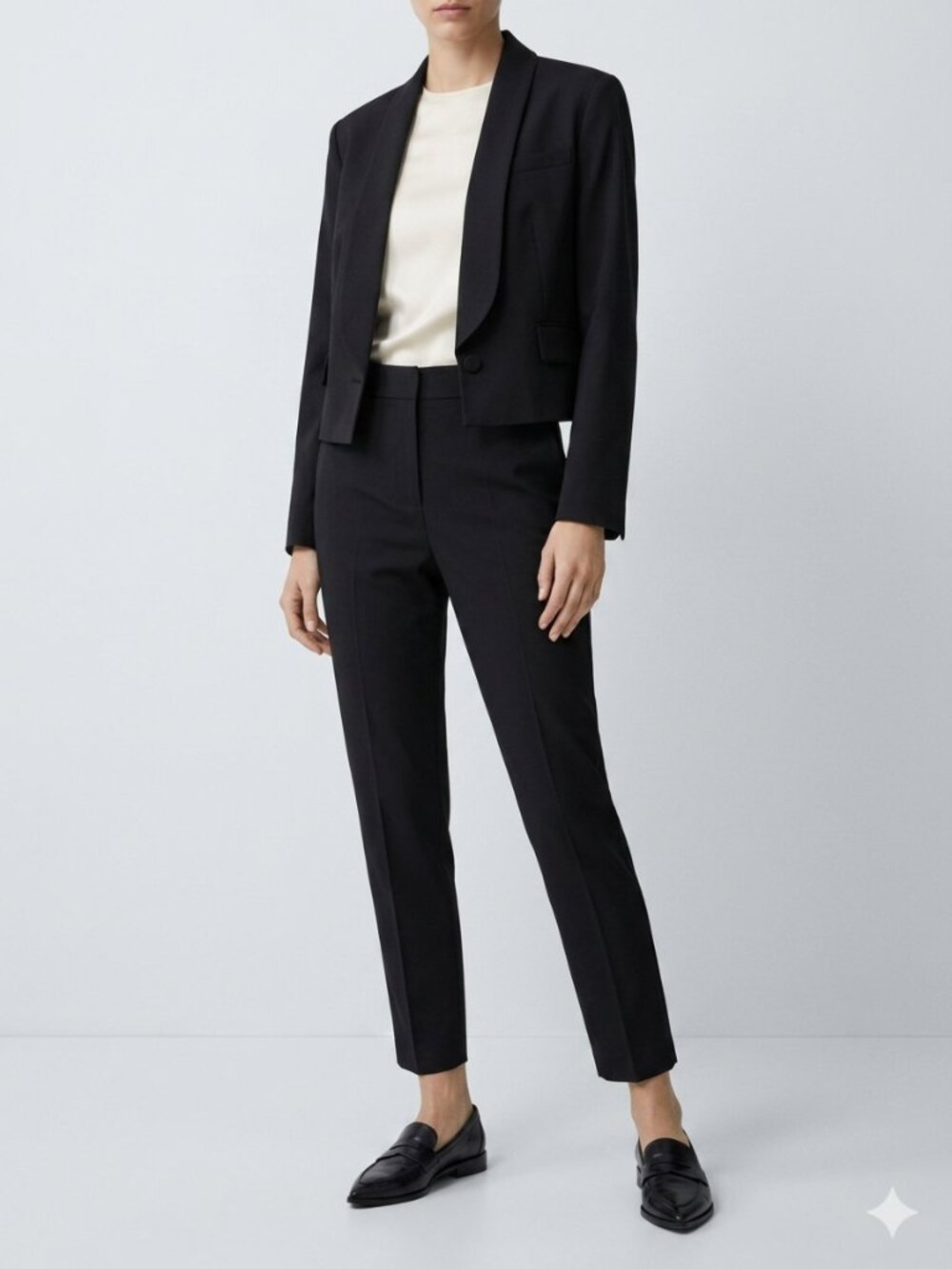 Zara Shawl Collar Single Button Cropped Black Blazer Small NWOT